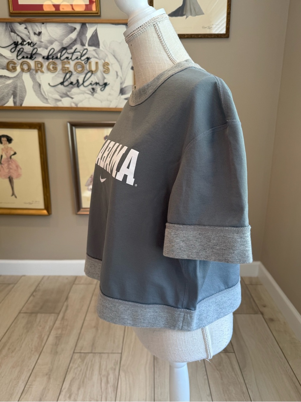 Nike Reversible Grey Alabama Short Sleeve Sweatshirt Crewneck Tee - Picture 3 of 9